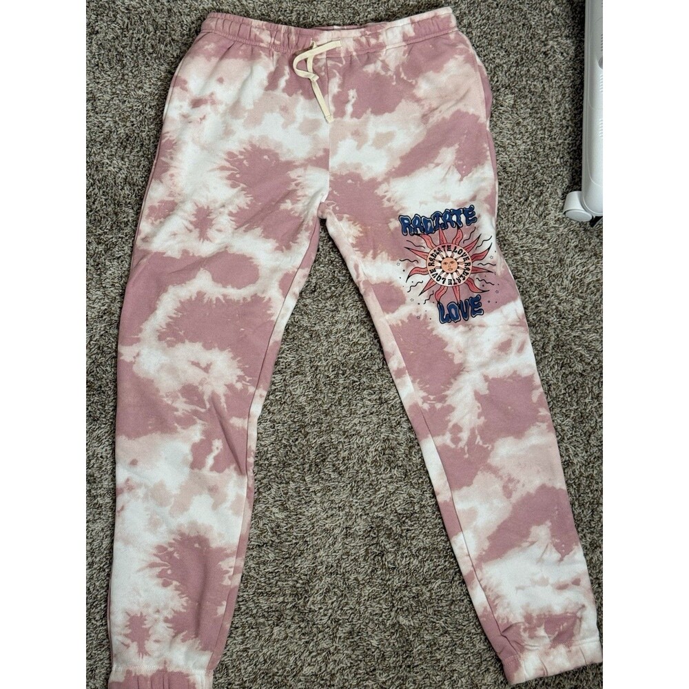 New Ratate Love Pink Tie Dye Joggers Size L Graphic Sun Love Lounge Pants